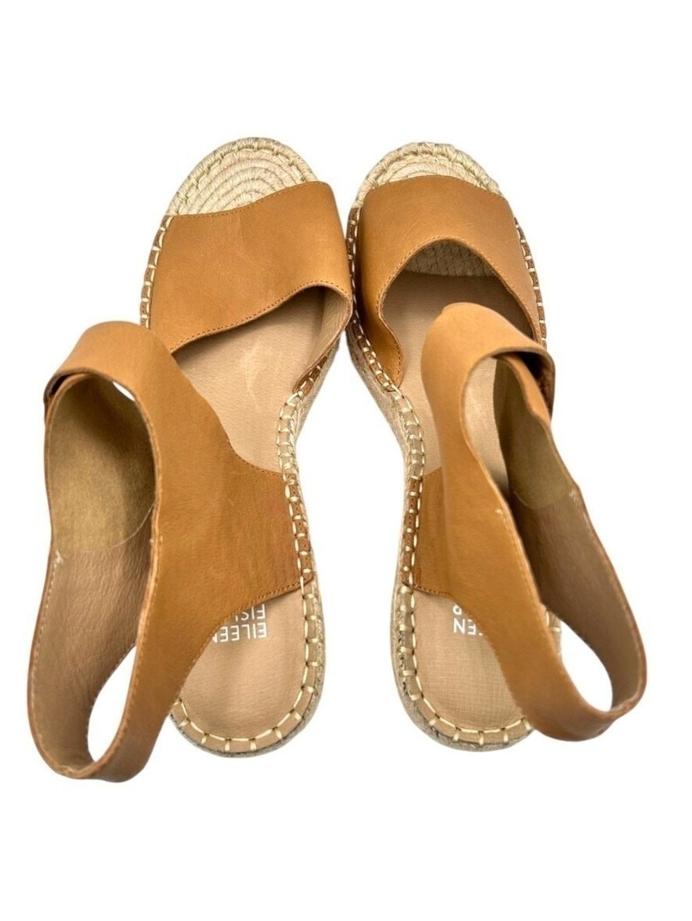 Eileen Fisher Tan Leather Espadrille Wedge Sandals Ankle Strap Womens Size 11 - Picture 6 of 10